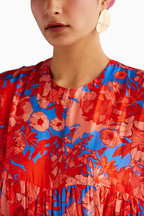 Printed Gathers Kurta Set
