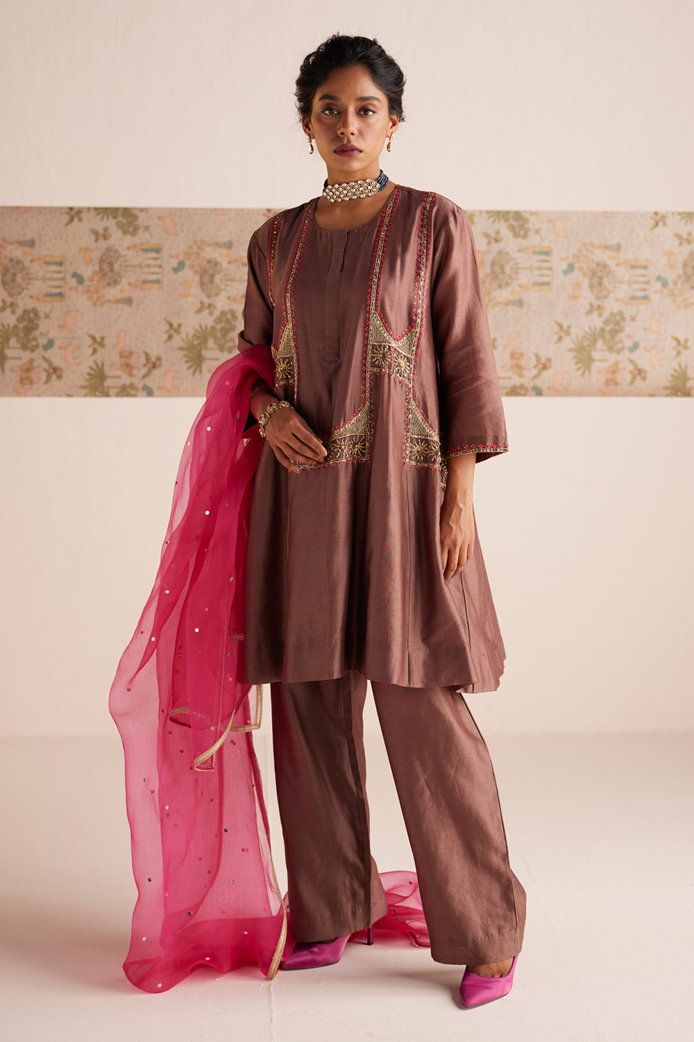 Short Anarkali Set with Dupatta