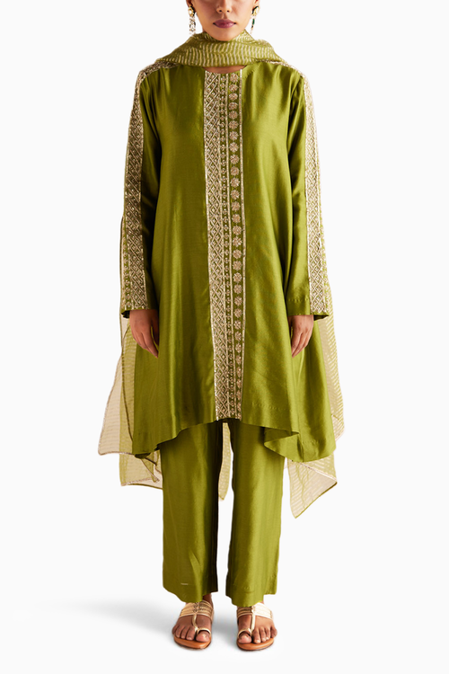 Green A-line Suit Set
