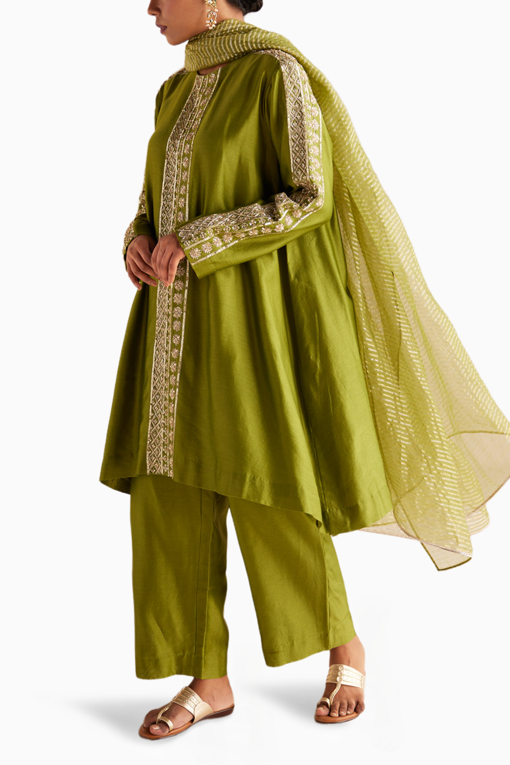 Green A-line Suit Set