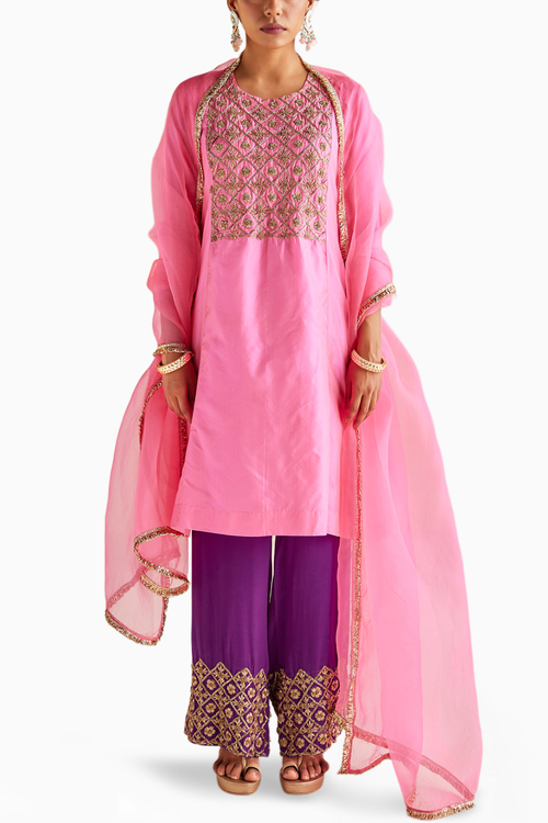 Neon Pink Silk Suit