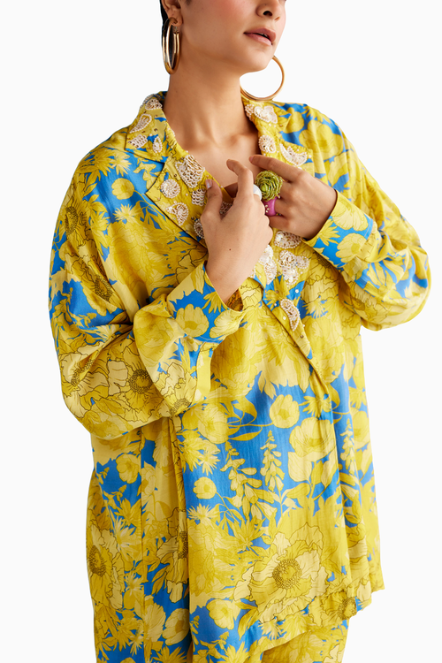 Yellow Blazer Shirt Coord Set