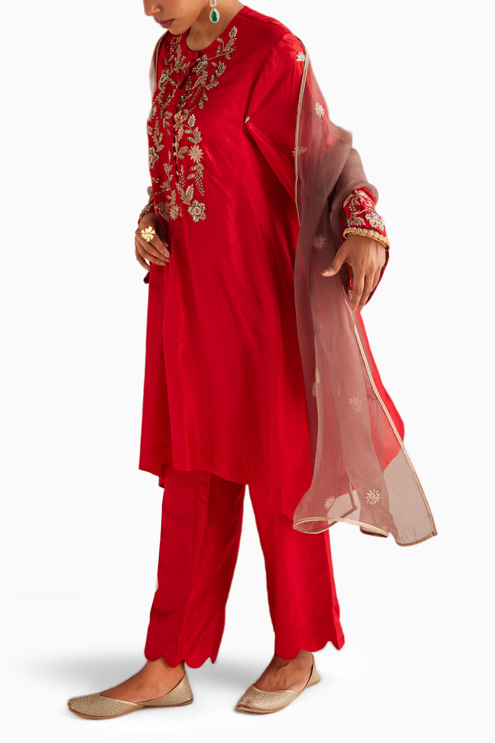 Red Silk Suit Set