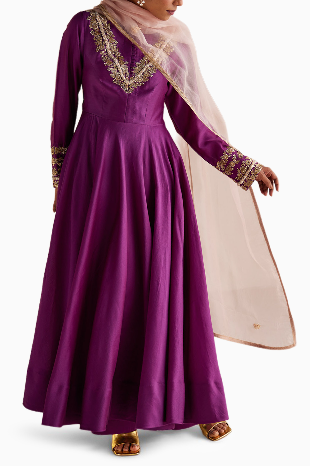 Purple Anarkali Set with Dupatta