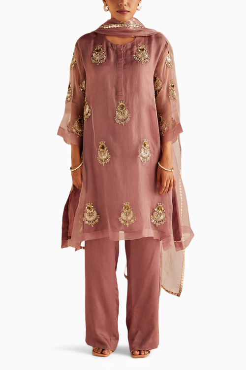 Pale Mauve A-Line Kurta Set