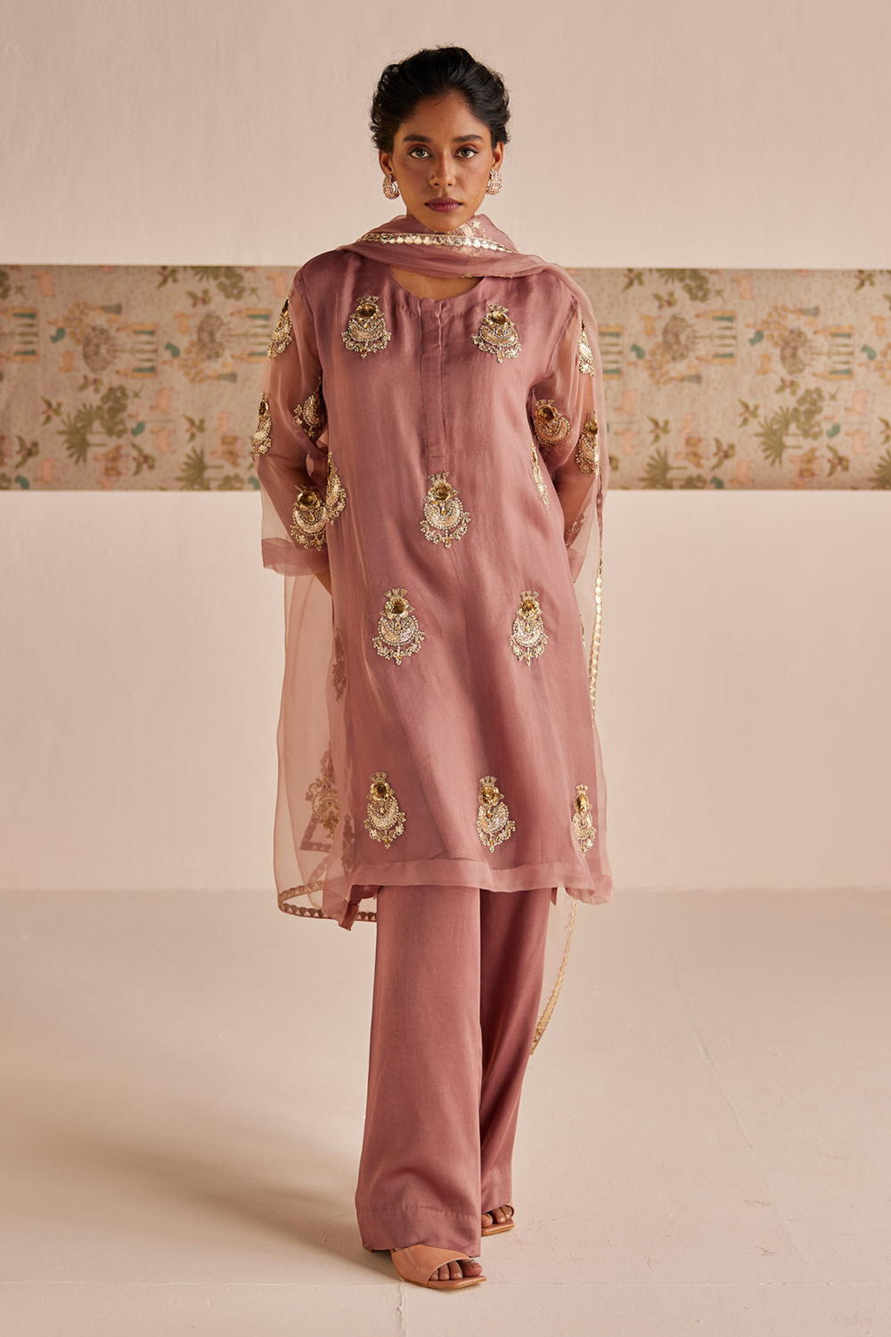 Pale Mauve A-Line Kurta Set