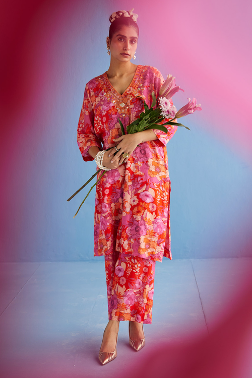 Pink Straight Suit Set