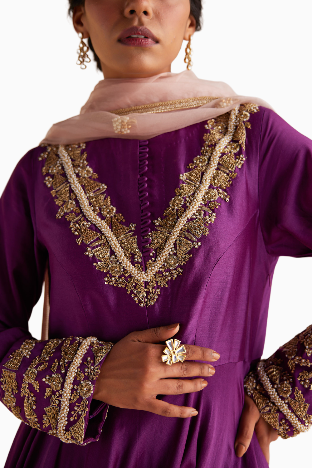 Purple Anarkali Set with Dupatta