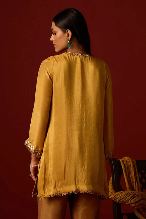 Golden Yellow Tissue Mirrorwork Tunic