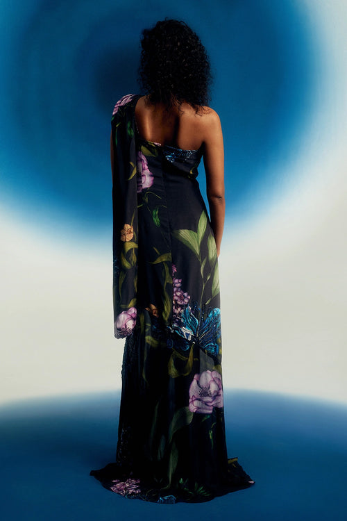 Printed Scarf Gown