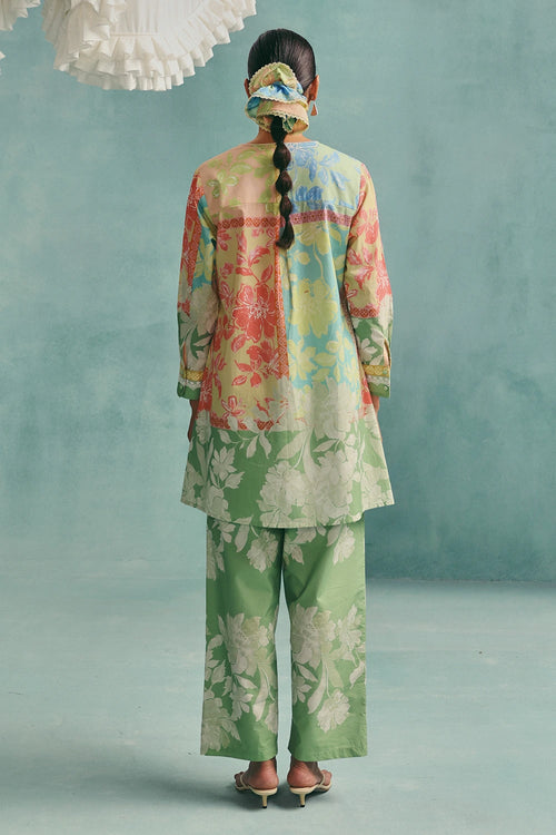 Multi Patchwork Shirt Kurta Set