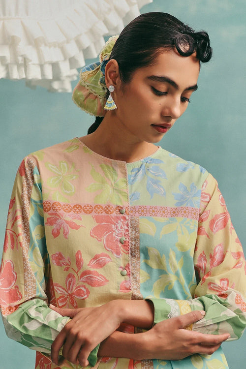 Multi Patchwork Shirt Kurta Set