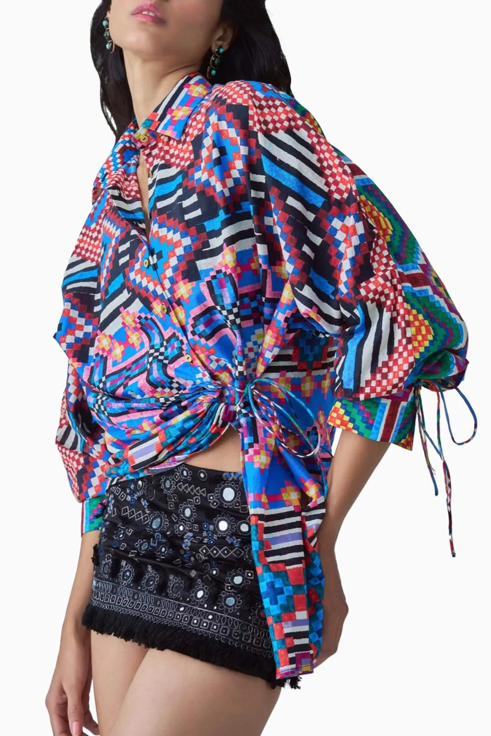 Sia Ikat Batwing Tie Shirt