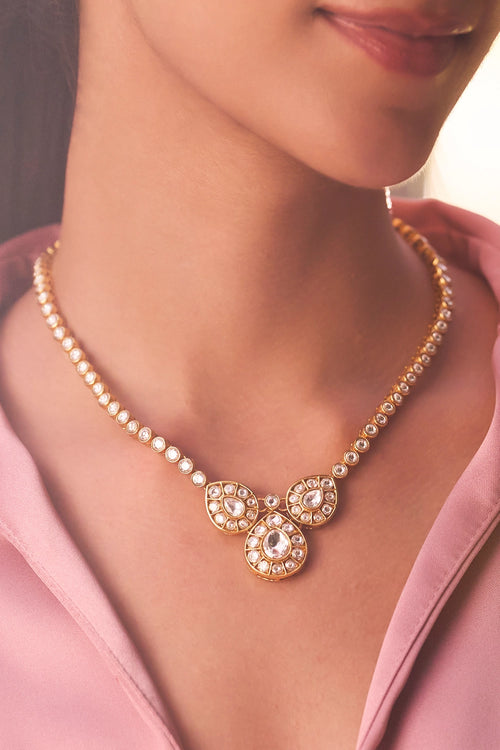 Rosa Kundan Cluster Necklace