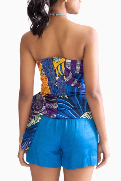 Joor Blue Blouse with Joor Shorts