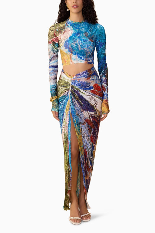 Scribble Dense Gigi Blouse with Skirt