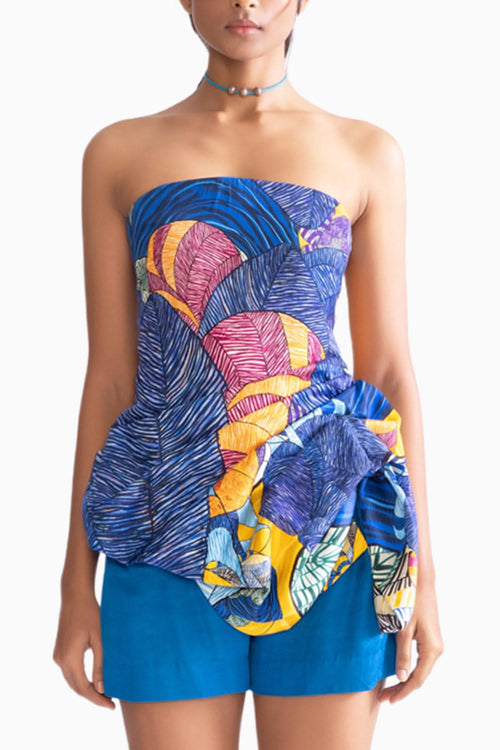 Joor Blue Blouse with Joor Shorts