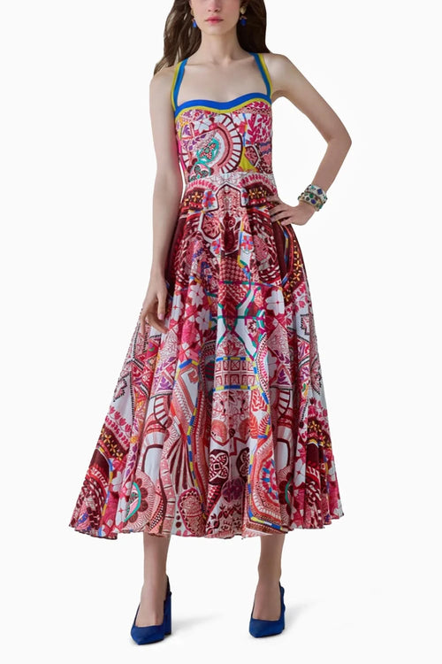 Marilyn Paisley Print Flared Dress