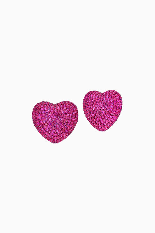 Classic Pink Sapphire 18KT Gold Heart Studs