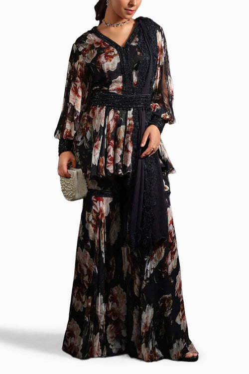 Black Latifa Printed Kurta Set