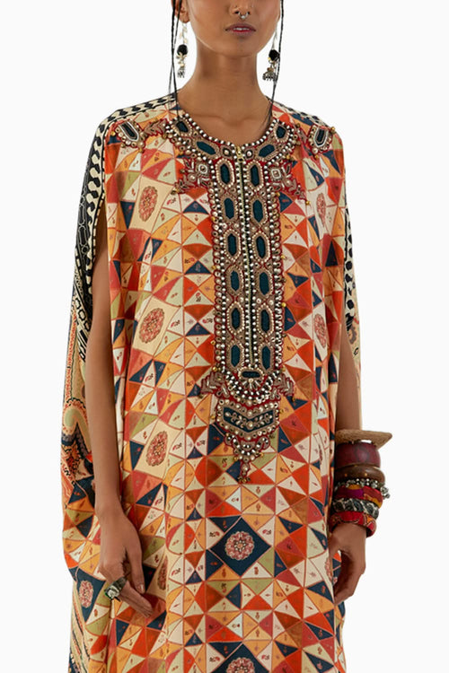 Multicolor Ritu Kaftan Tunic and Trouser Set
