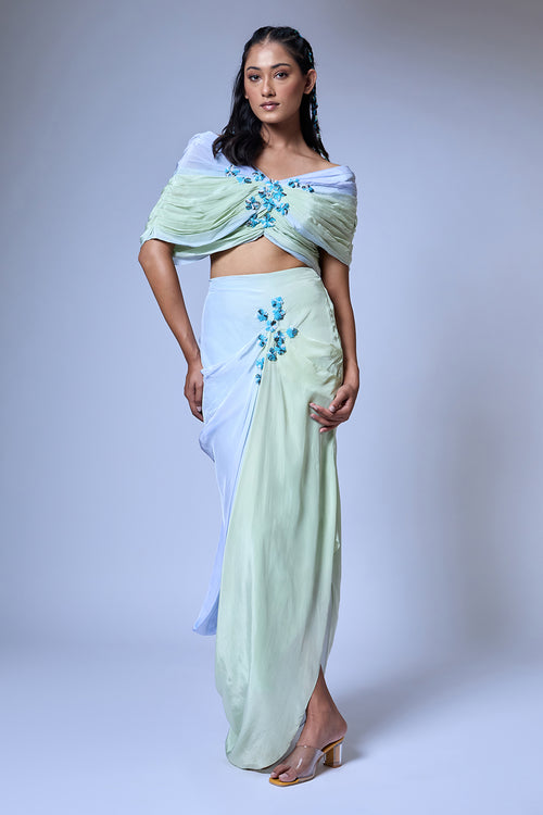 The Micro-Floral Draped Set
