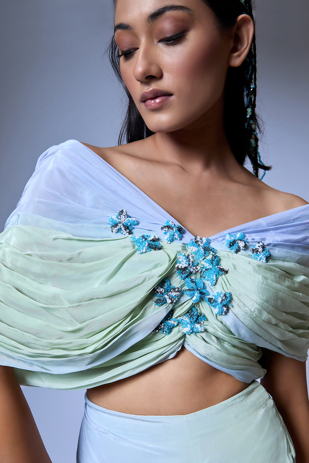 The Micro-Floral Draped Set