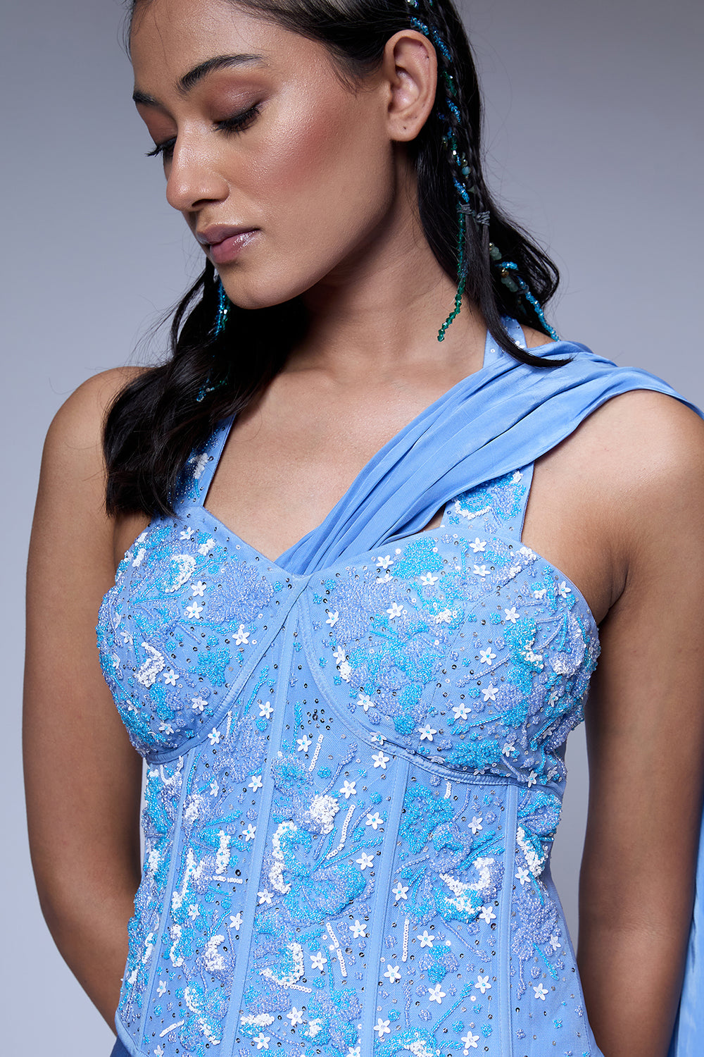 The Floral Burst Corset Saree Set
