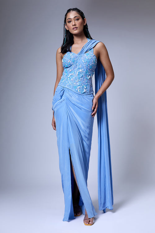 The Floral Burst Corset Saree Set