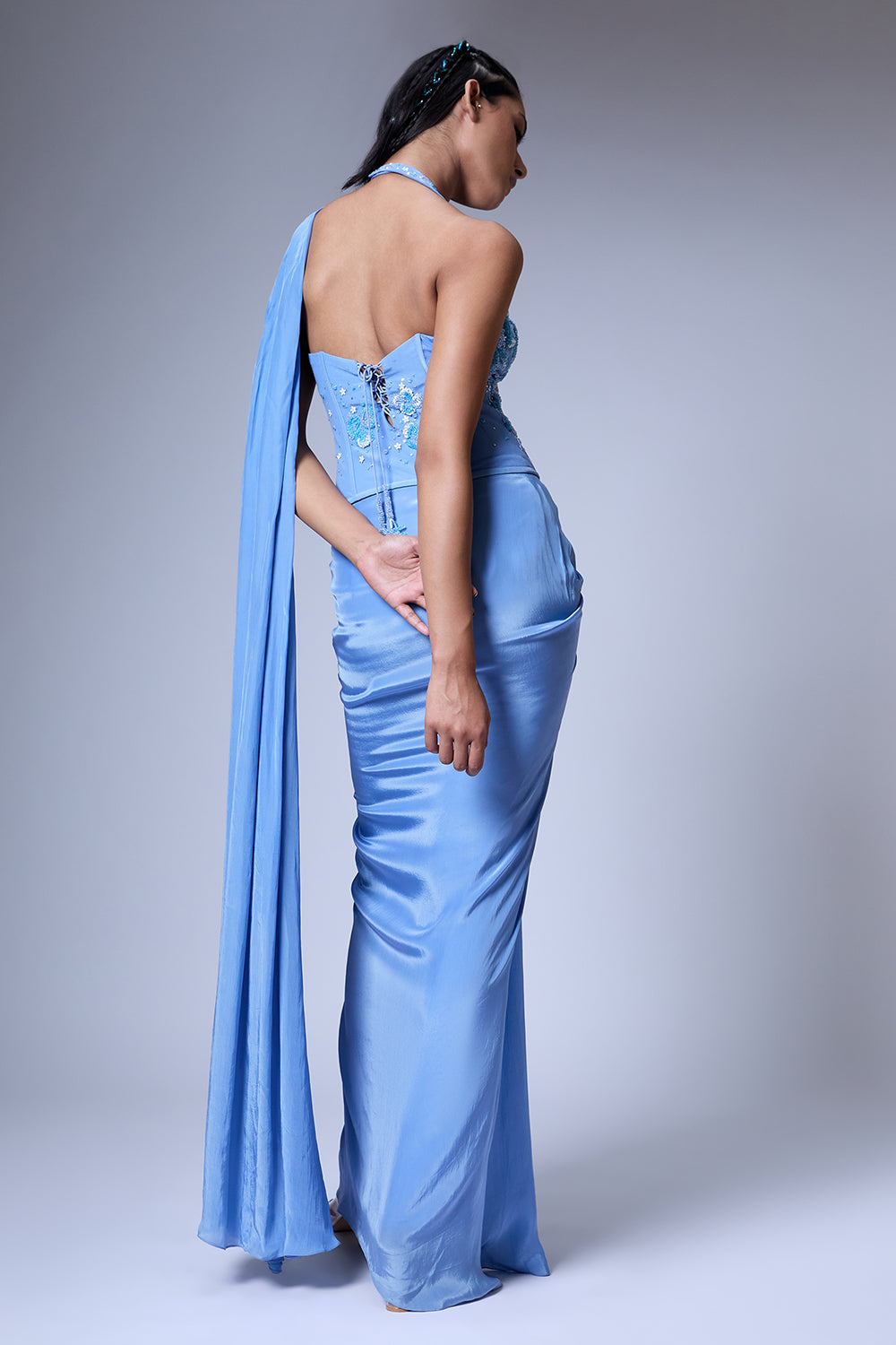 The Floral Burst Corset Saree Set