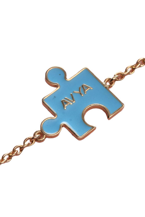 Personalised 14KT Baby Pink Puzzle Enamel Chain Bracelet