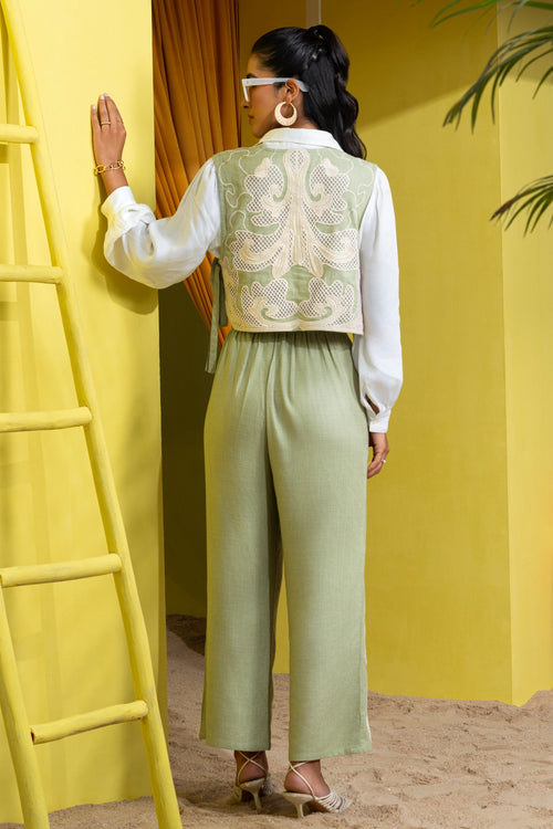 Sage Honey Comb Embroidered Co-ord Set