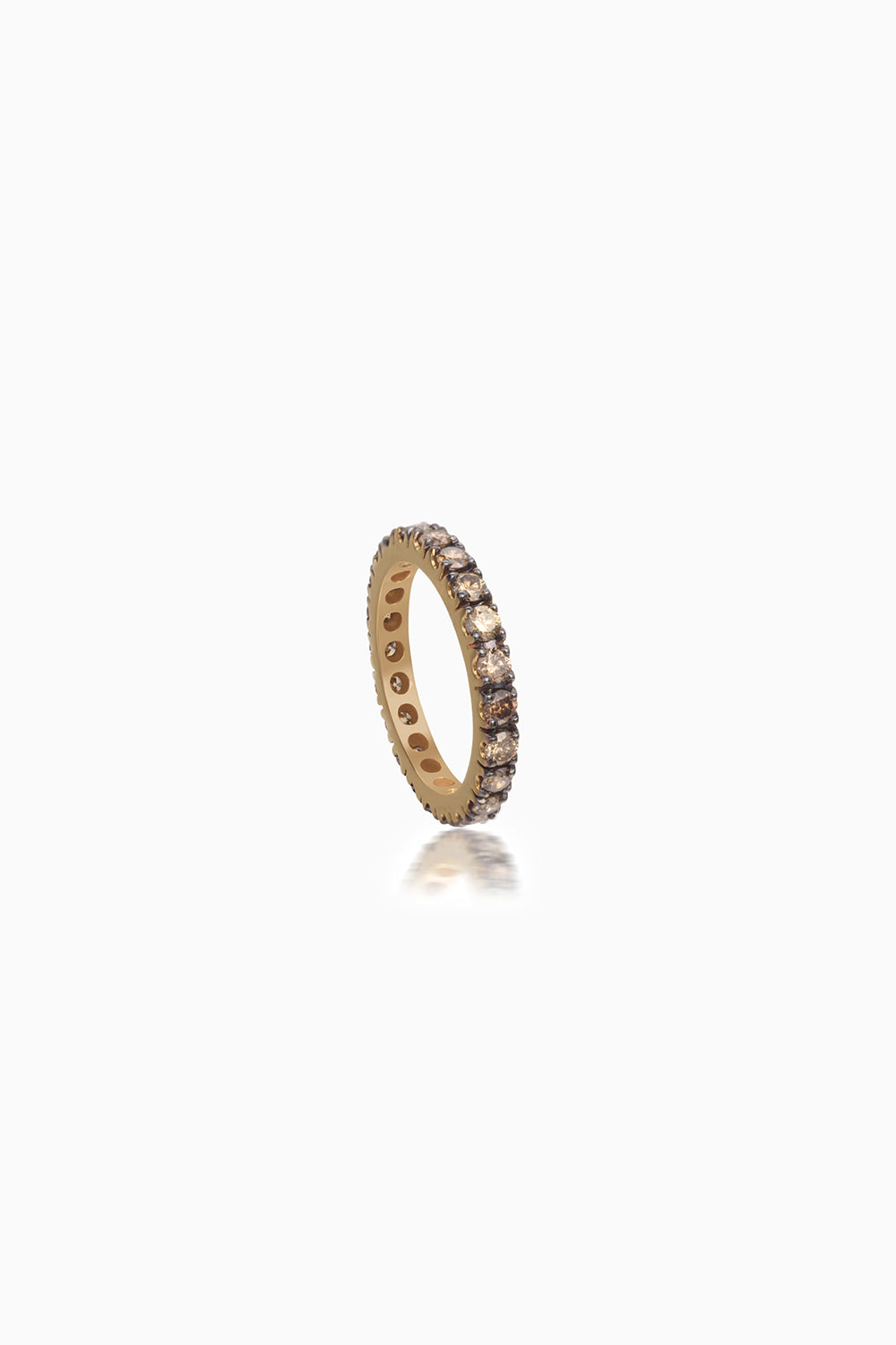 Coffee 18KT Gold Diamond Stackable Eternity Ring