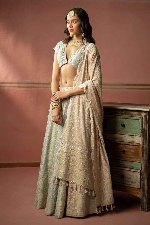 Pastel Chikankari Lehanga Set