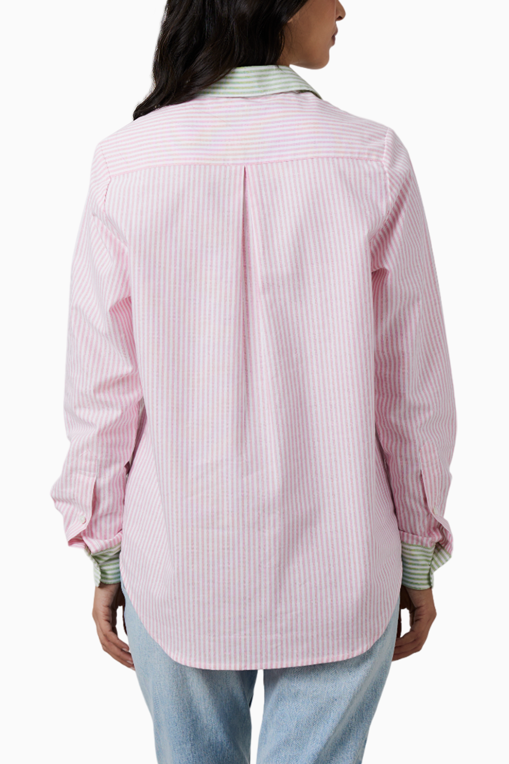 Pink Pastel Stripes Shirt with Swarovski Pearl Pocket