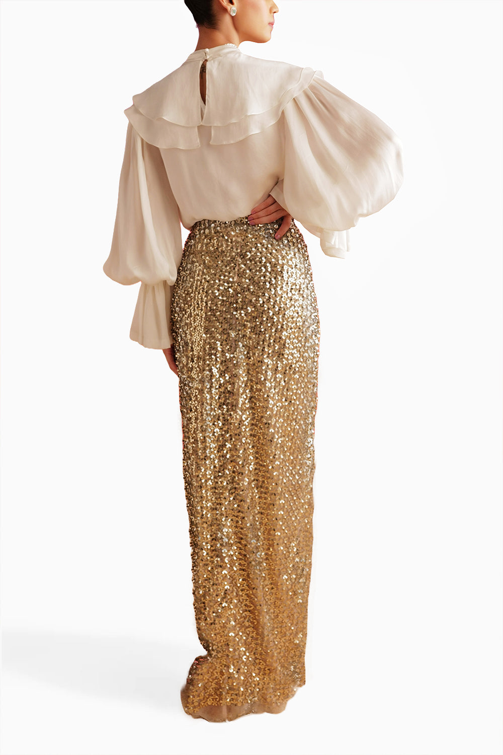 Ivory Antonella Top with Silver Glees Skirt