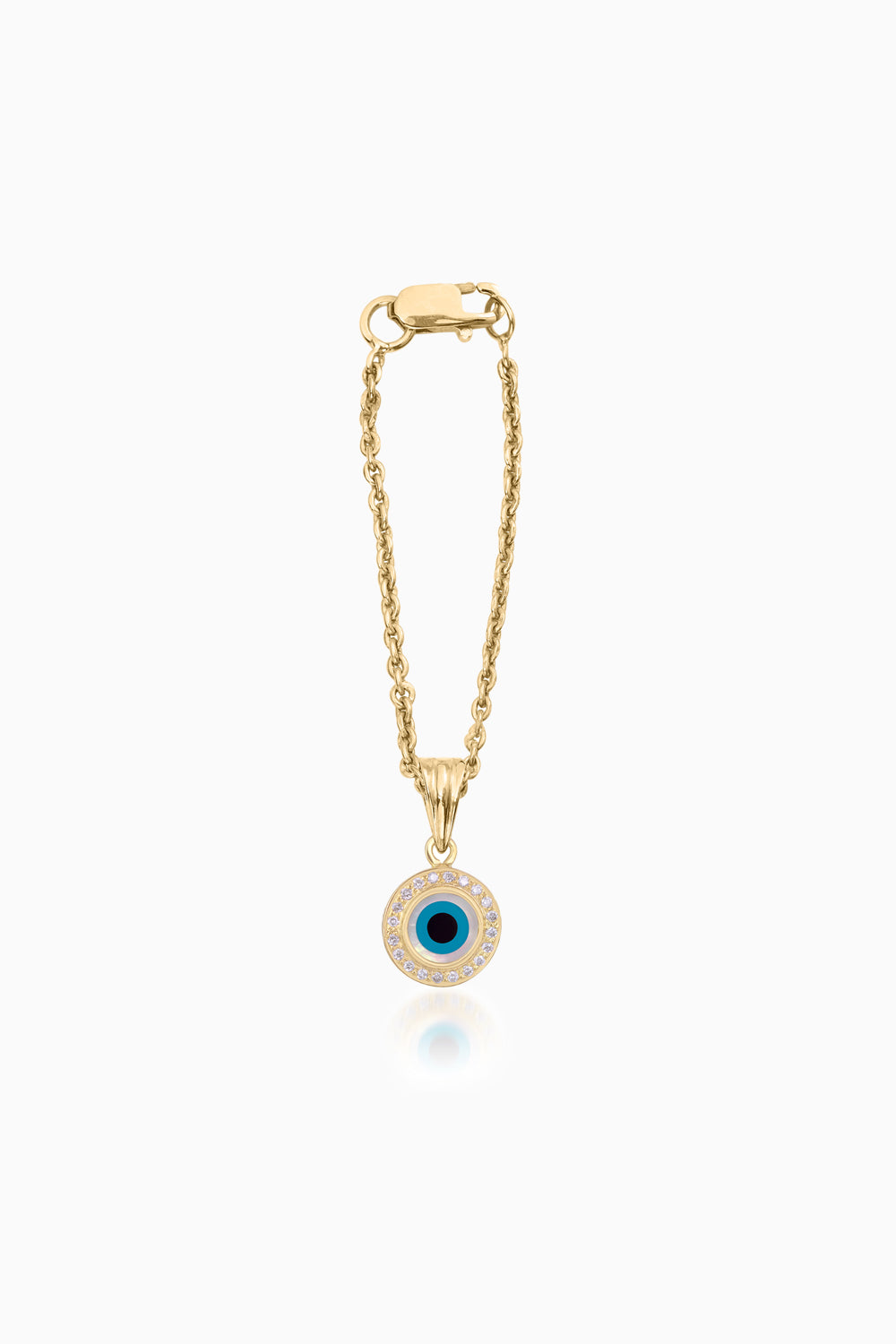 Round Evil Eye Diamond Chain Watch 14KT Gold Charm