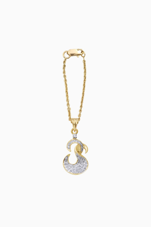 OM Diamond Chain Watch 14KT Gold Charm