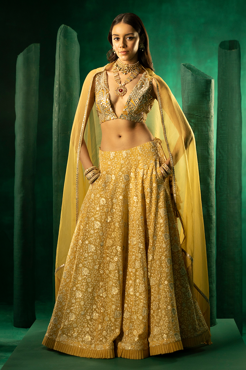 Yellow Chikankari Lehanga Set