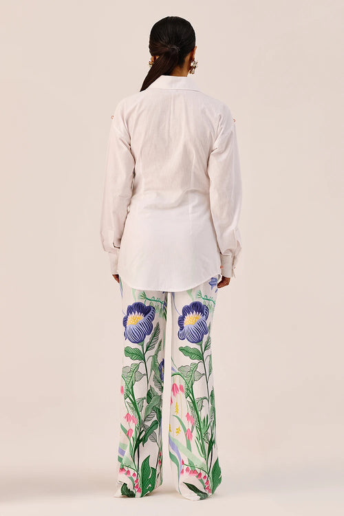 Embellished Shirt And Floral Pants Set