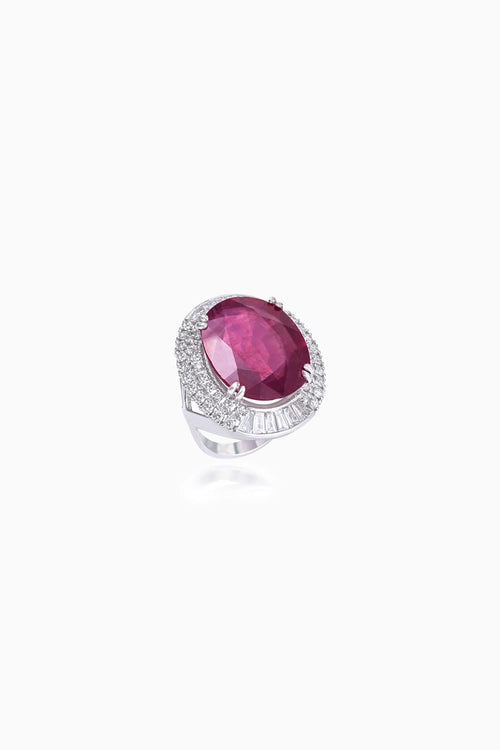 Ruby and Diamond Cocktail Ring in 18KT White Gold