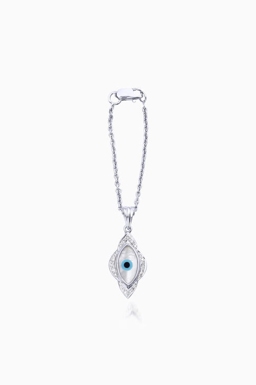 Small Marquise Evil Eye Diamond Chain Watch 14KT Gold Charm
