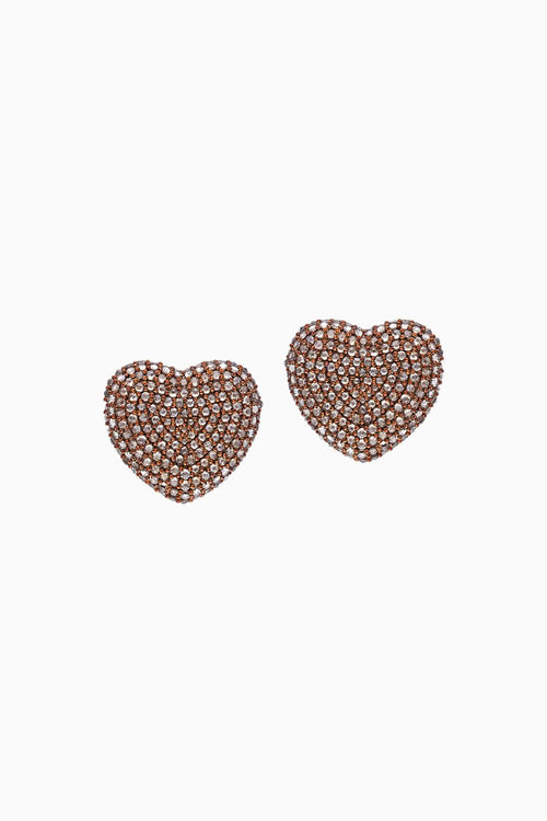 Classic Coffee Rose Cut Diamond Heart 18KT Gold Studs