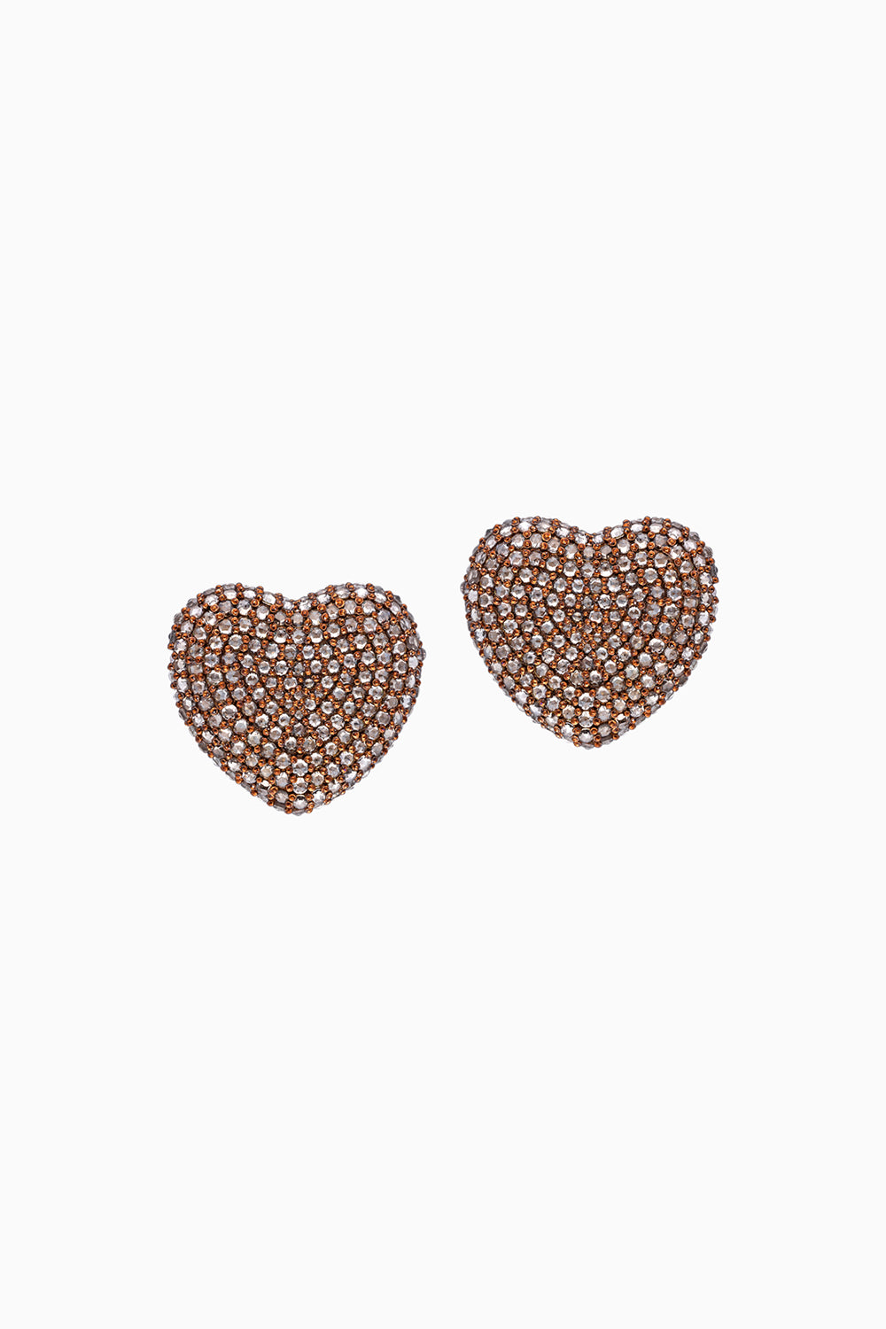 Classic Coffee Rose Cut Diamond Heart 18KT Gold Studs