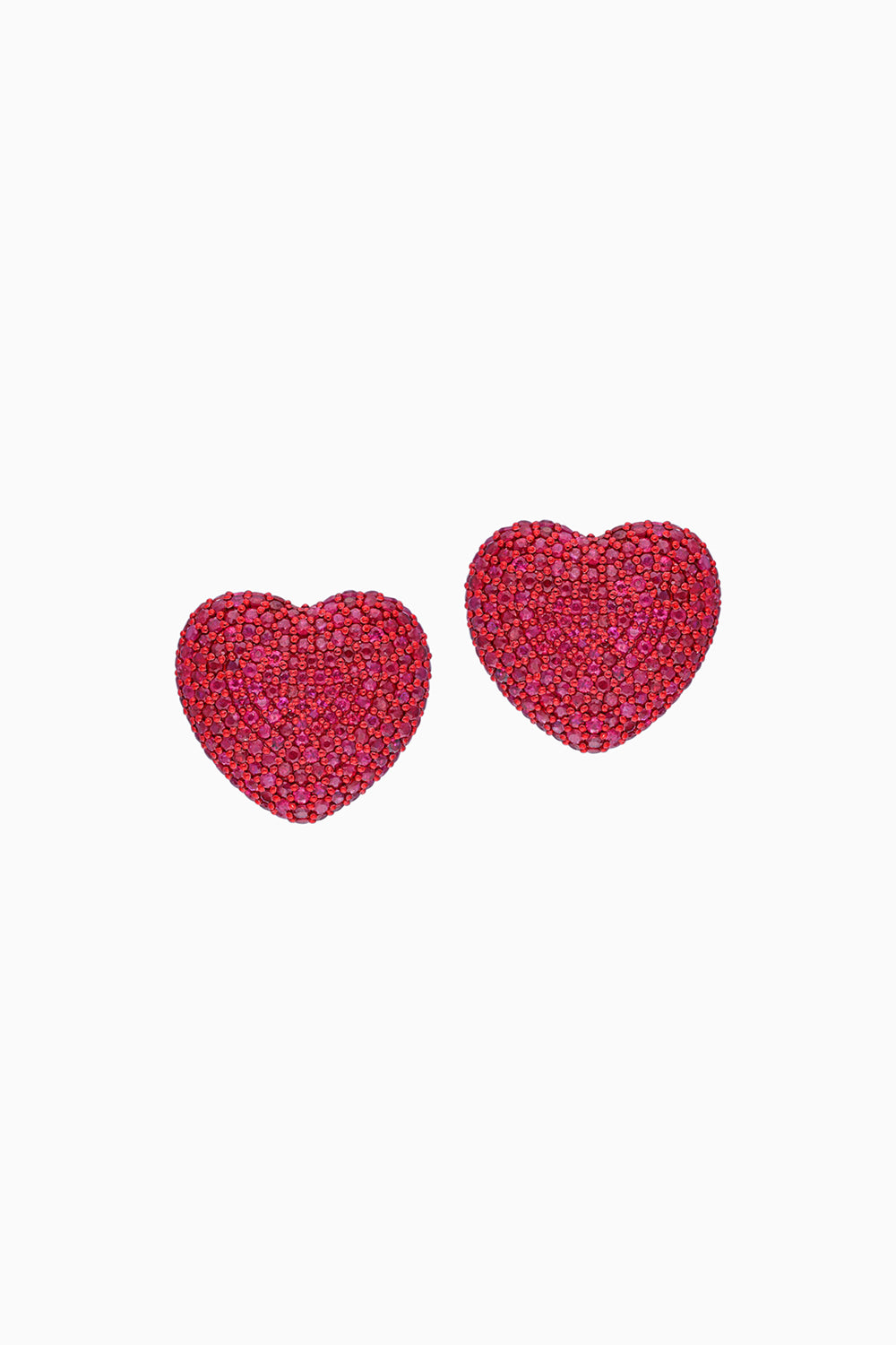 Classic Ruby Heart 18KT Gold Studs