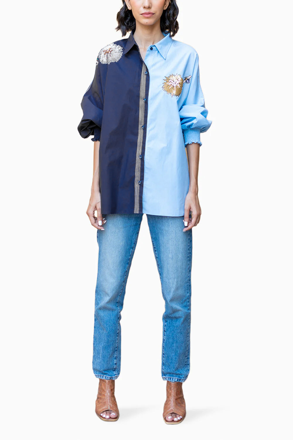 Blue & Light Blue Lily Shirt