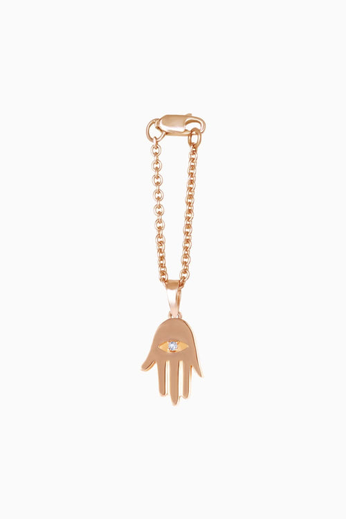 Hamsa Hand Diamond Chain Watch 14KT Gold Charm