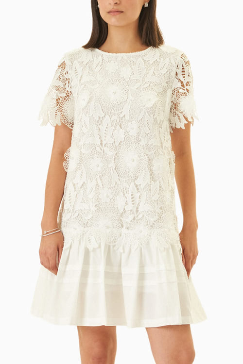 Pearl Studded Lace Shift Dress