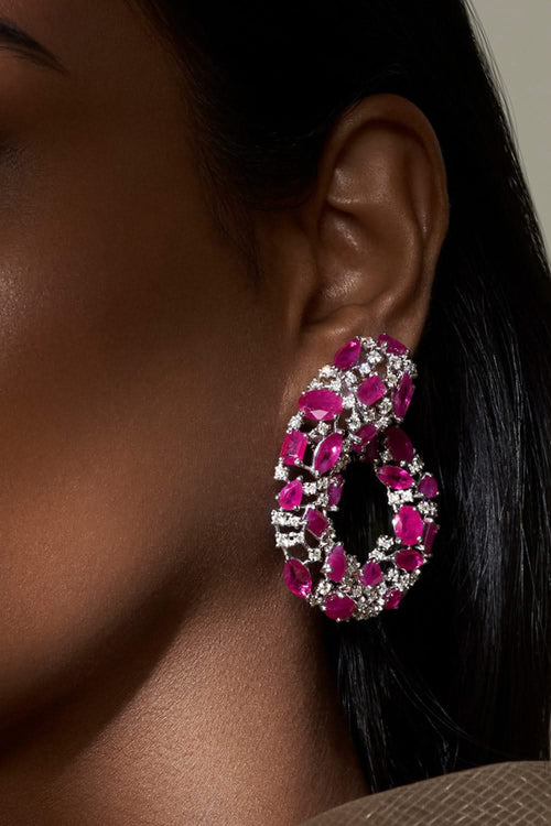 Ruby Princess C-Clips in 18KT White Gold