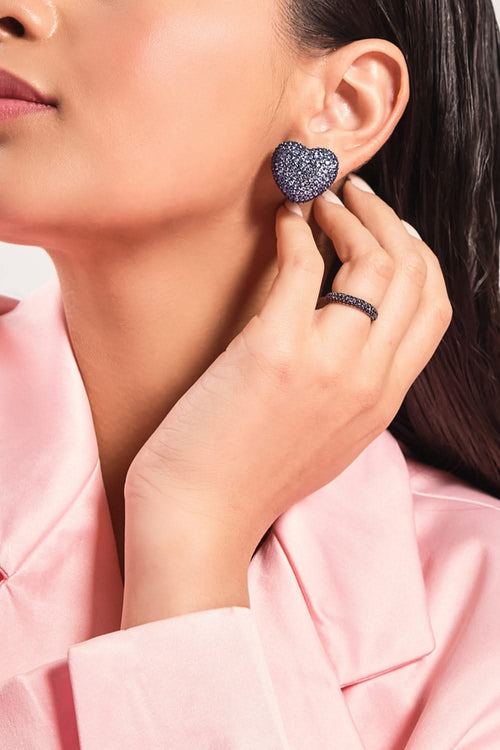Classic Tanzanite 18KT Gold Heart Studs